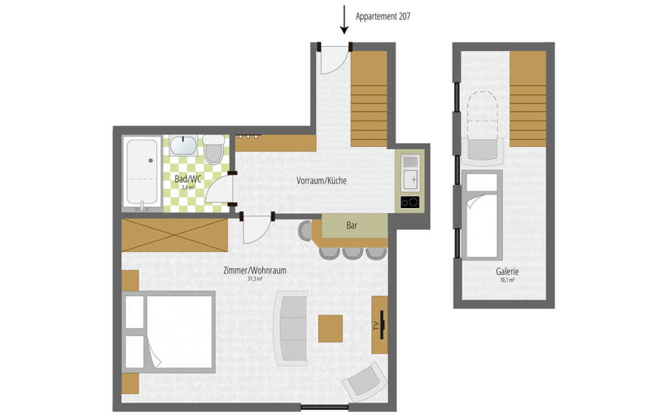 Studio Apartment layout