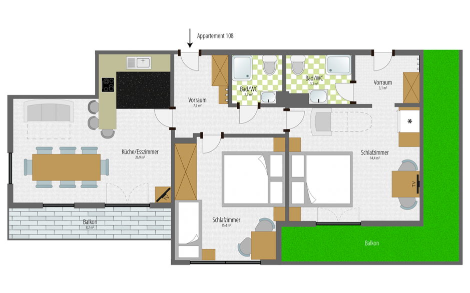 Superior Appartement B layout